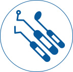 illustration of dental tools to depict Hygiene/Cleanings